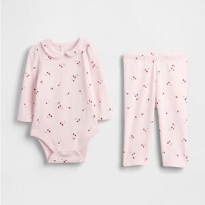 GAP Baby Pink Cherry Print Matching Bodysuit & Pants Set